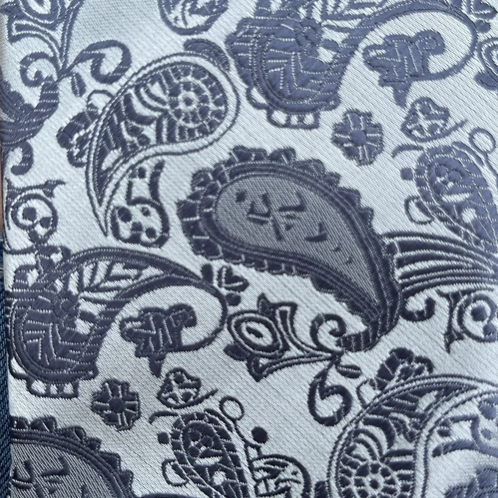 GEEK-M HAND MADE MICROFIBER PAISLEY TIE GRAY SILVER